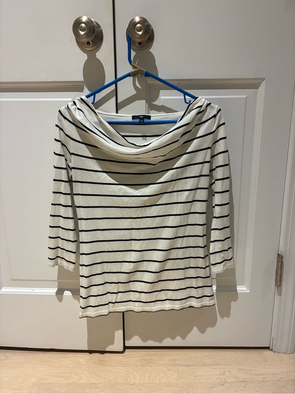 Vintage GAP Cream and Black Striped Cowl Neck Top